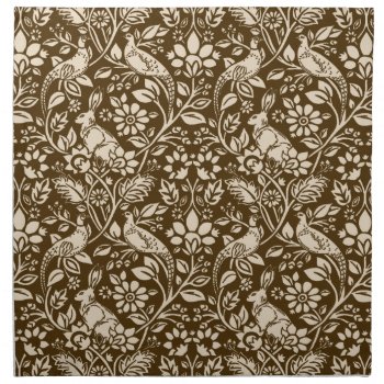 Pheasant And Hare Pattern  Brown And Beige  Cloth Napkin by Floridity at Zazzle