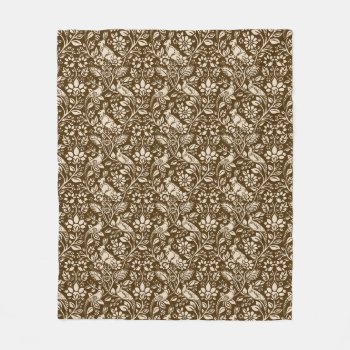 Pheasant And Hare Pattern  Brown And Beige Fleece Blanket by Floridity at Zazzle