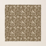 Pheasant and Hare Pattern, Brown and Beige Scarf<br><div class="desc">Square scarf in a William Morris, Art Nouveau wallpaper design of pheasants and hares set among leaves, vines and flowers - beige on a chocolate brown background</div>