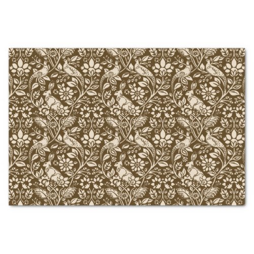 Pheasant and Hare Pattern Brown and Beige   Tissue Paper
