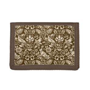 Pheasant and Hare Pattern, Brown and Beige   Tri-fold Wallet
