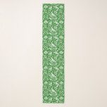Pheasant and Hare Pattern, Emerald Green and White Scarf<br><div class="desc">Long scarf in a William Morris,  Art Nouveau wallpaper design of pheasants and hares set among leaves,  vines and flowers - white on a deep emerald green background</div>