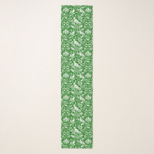 Pheasant and Hare Pattern, Emerald Green and White Scarf