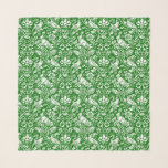 Pheasant and Hare Pattern, Emerald Green and White Scarf<br><div class="desc">Square scarf in a William Morris,  Art Nouveau wallpaper design of pheasants and hares set among leaves,  vines and flowers - white on a deep emerald green background</div>