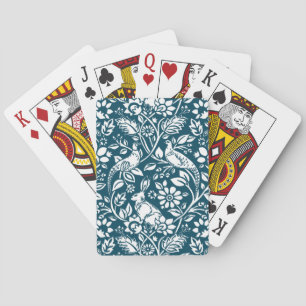 Pheasant and Hare Pattern, Indigo Blue & White Poker Cards