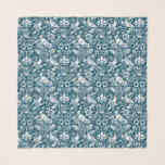 Pheasant and Hare Pattern, Indigo Blue & White Scarf<br><div class="desc">Square scarf in a William Morris, Art Nouveau wallpaper design of pheasants and hares set among leaves, vines and flowers - subtly textured white on an indigo / denim blue background</div>
