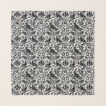 Pheasant and Hare Pattern, White and Black Scarf<br><div class="desc">Square scarf in a William Morris, Art Nouveau wallpaper design of pheasants and hares set among leaves, vines and flowers - Black on a subtly textured white background</div>