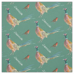 Pheasant and Robin Bird Pattern Personalized Fabric