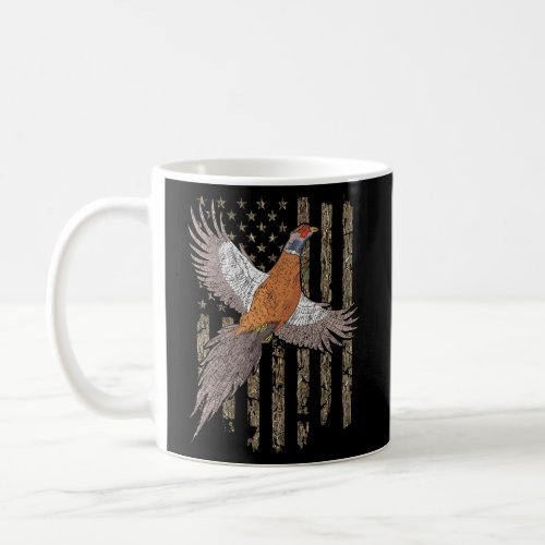 Pheasant Bird Hunting Usa American Flag Tree Camou Coffee Mug