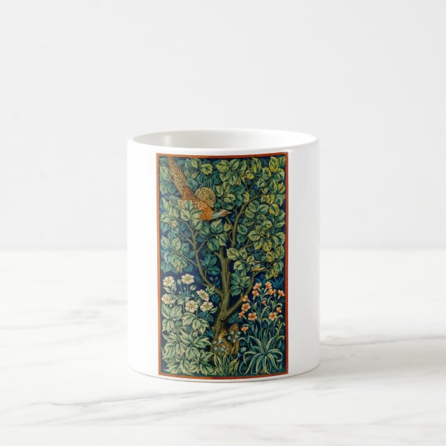 Pheasant Bird in a Tree (by William Morris) Coffee Mug (Center)