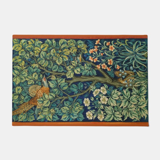 Pheasant Bird in a Tree (by William Morris) Doormat (Front)