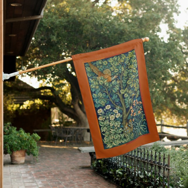 Pheasant Bird in a Tree (by William Morris) House Flag (In SItu)
