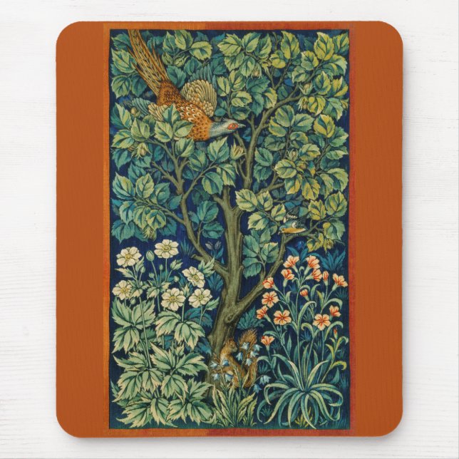 Pheasant Bird in a Tree (by William Morris) Mouse Pad (Front)