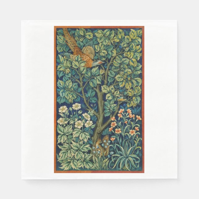Pheasant Bird in a Tree (by William Morris) Napkins (Front)
