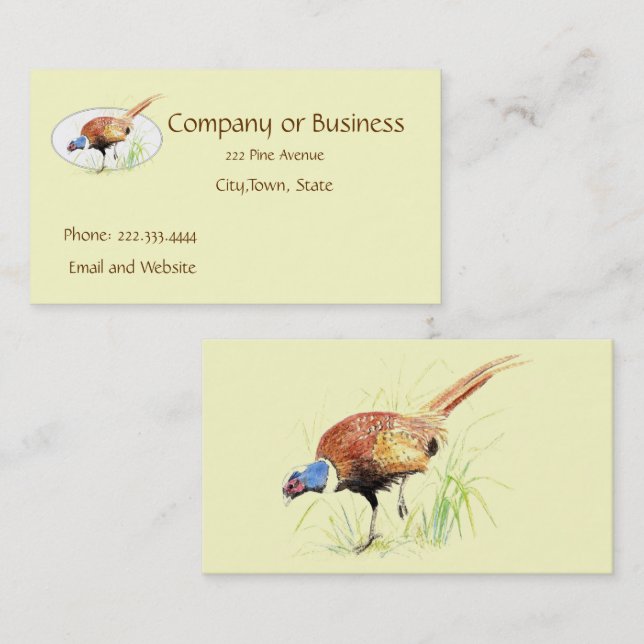 Pheasant, Bird, Nature, Environment, Business Card (Front/Back)