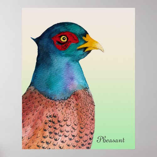 Pheasant Bird Watercolor Painting Watch Poster