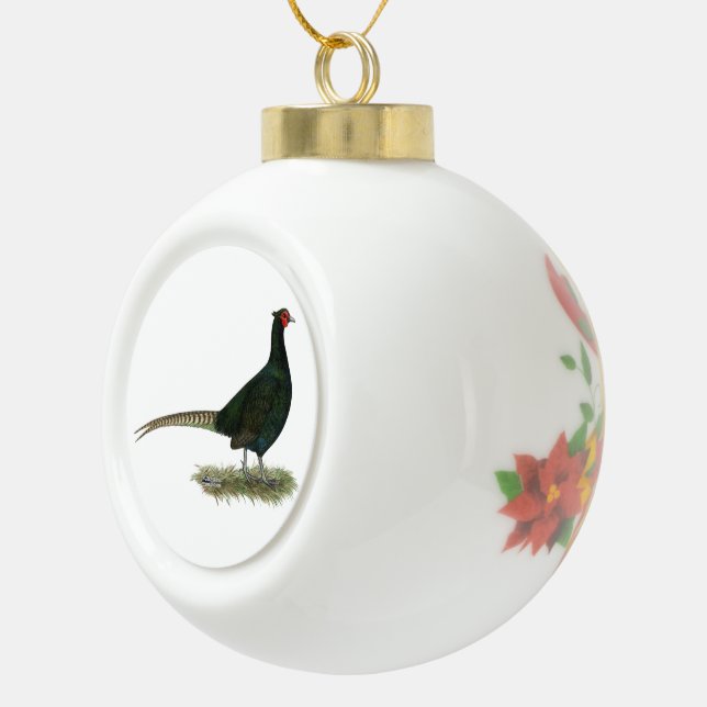 Pheasant Black Rooster Ceramic Ball Christmas Ornament (Right)