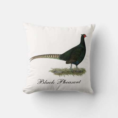 Pheasant Black Rooster Throw Pillow
