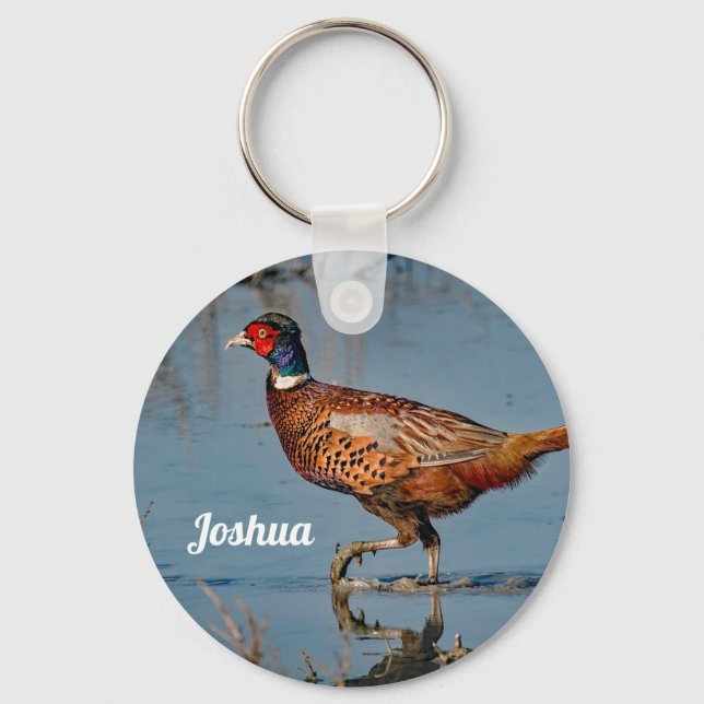 Pheasant Blue Water Photo Keychain (Front)