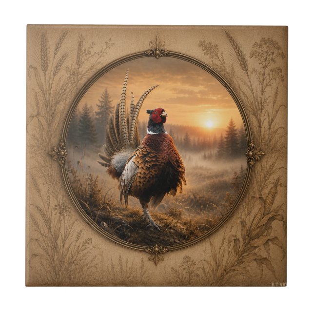 Pheasant  ceramic tile (Front)