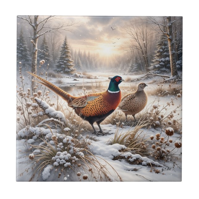 Pheasant  ceramic tile (Front)