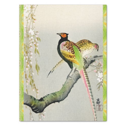 PHEASANT COUPLE WITH CHERRY BLOSSOMS OHARA KOSON TISSUE PAPER