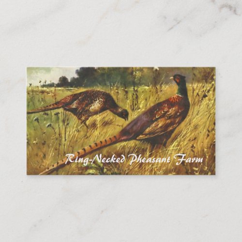 Pheasant farm vintage painting business card