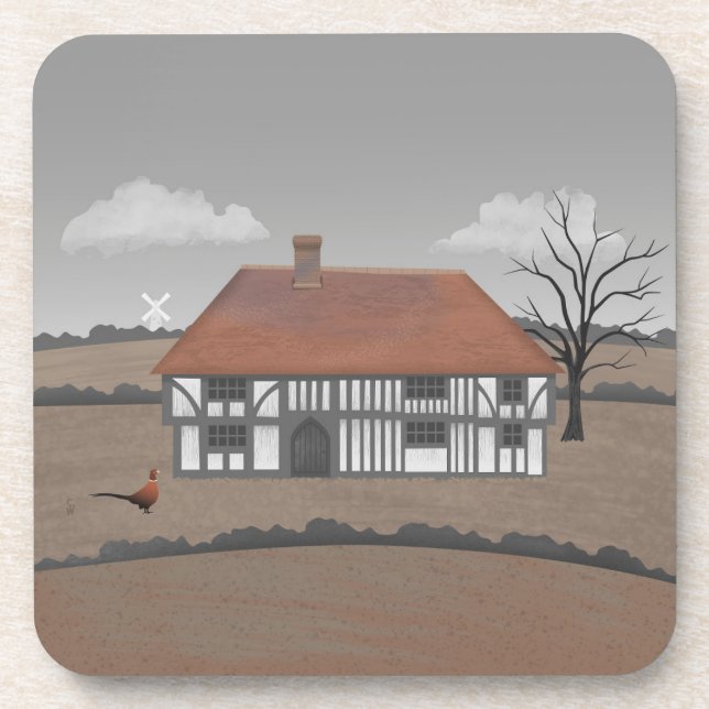 Pheasant Farmhouse Beverage Coaster (Front)