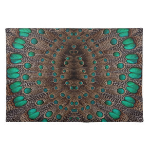 Pheasant Feather Fractal Design Cloth Placemat