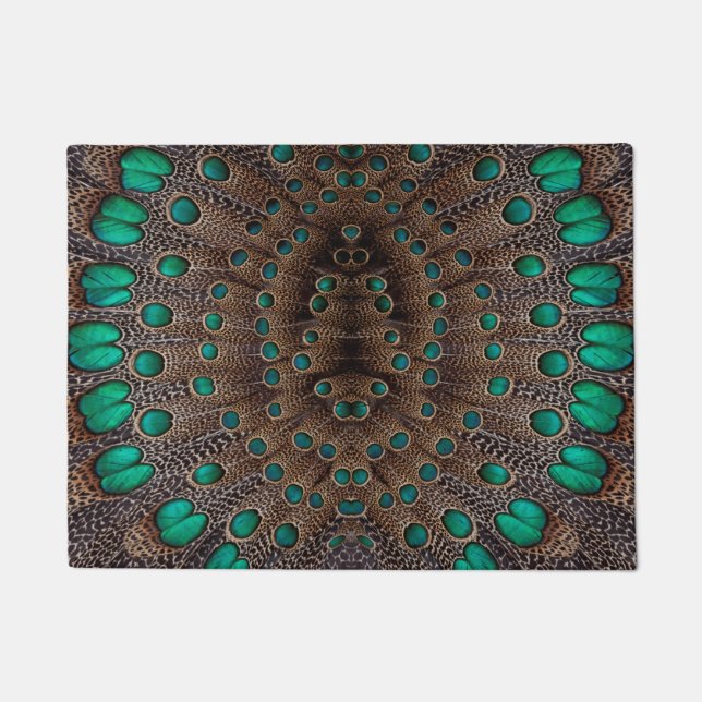 Pheasant Feather Fractal Design Doormat (Front)
