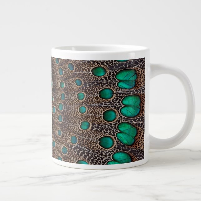Pheasant Feather Fractal Design Giant Coffee Mug (Right)