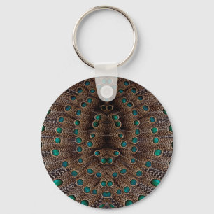 Pheasant Feather Fractal Design Keychain
