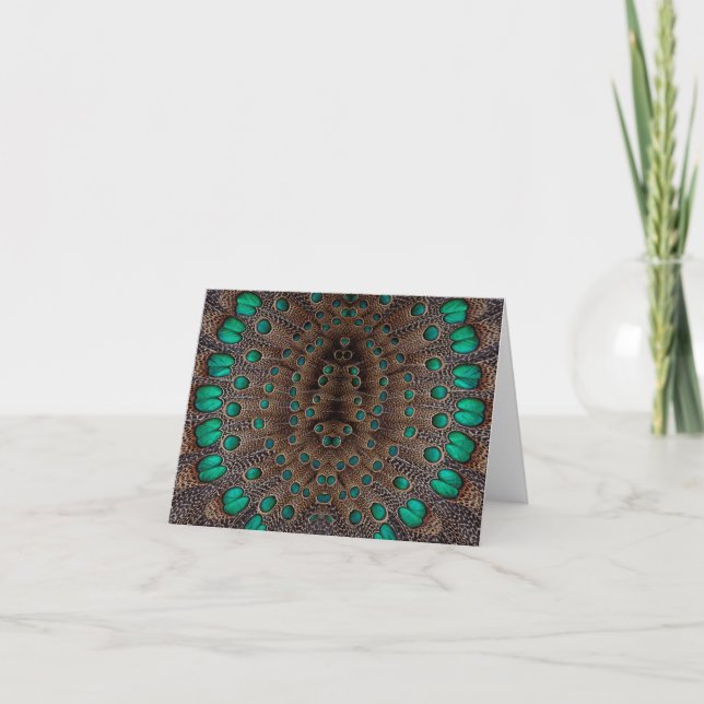 Pheasant Feather Fractal Design Note Card (Front)