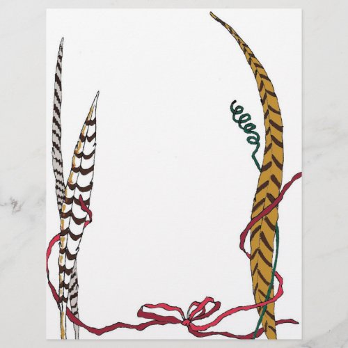 Pheasant Feathers Nature Letterhead Stationery