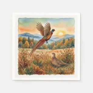 Pheasant Forever . Watercolor art Napkins