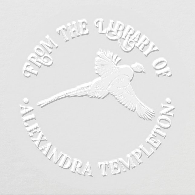 Pheasant Game Bird Silhouette Library Book Name Embosser (Design)