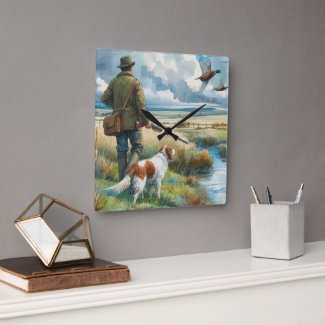 Pheasant Hunter with Dog  Wildlife Wall Clock