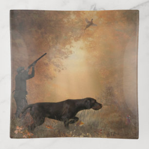 Pheasant hunting canvas print trinket tray