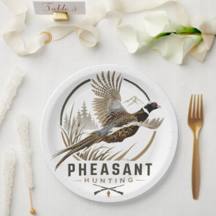 Pheasant Hunting Logo Paper Plates