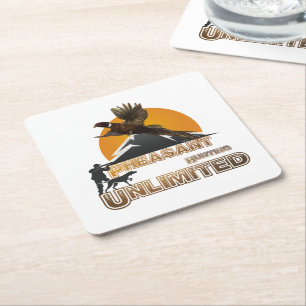 Pheasant Hunting Unlimited Square Paper Coaster