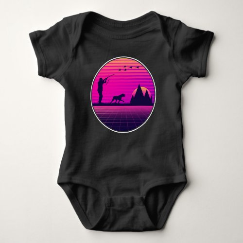 Pheasant Hunting Upland Bird Hunter Dog Vaporwave Baby Bodysuit