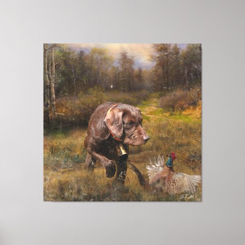 Pheasant Hunting with a Pudelpointers Canvas Print