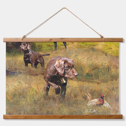 Pheasant Hunting with a Pudelpointers Hanging Tapestry