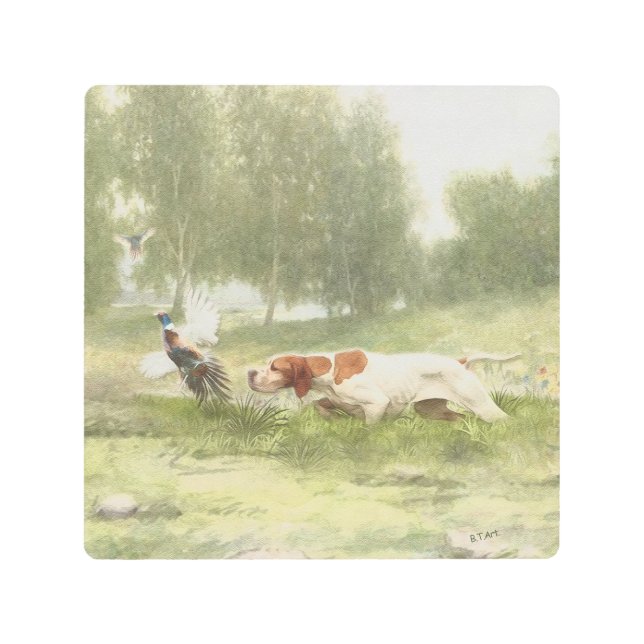 Pheasant Hunting with Pointer   Metal Print (Front)