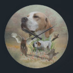 Pheasant Hunting with Pointers, Art  Large Clock<br><div class="desc">Pheasant Hunting with Pointers,  Art</div>