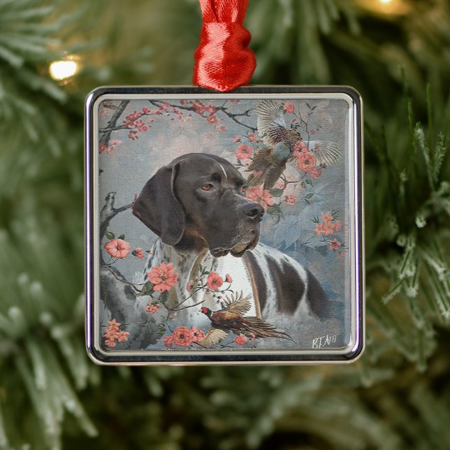 Pheasant Hunting with Pointers, Art   Metal Ornament (Tree)