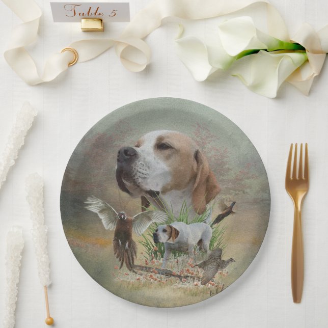 Pheasant Hunting with Pointers, Art    Paper Plates (Wedding)