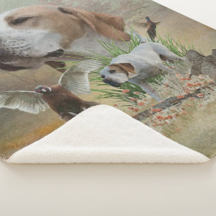 Pheasant Hunting with Pointers, Art Sherpa Blanket