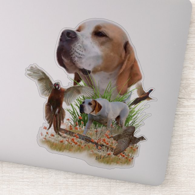 Pheasant Hunting with Pointers, Art    Sticker (Detail)