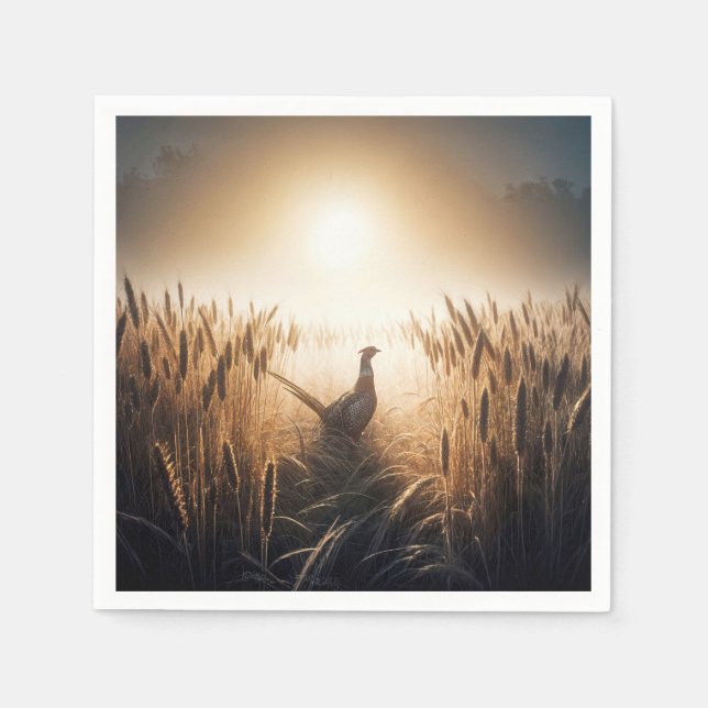Pheasant in a Wheat Field Napkins (Front)